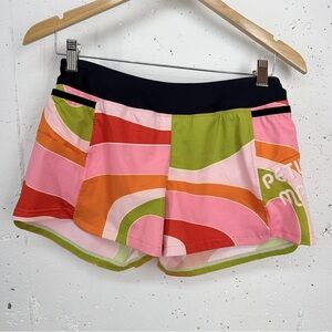 Pactimo Women’s size Medium Pink Green Orange Lined Athletic Running Shorts